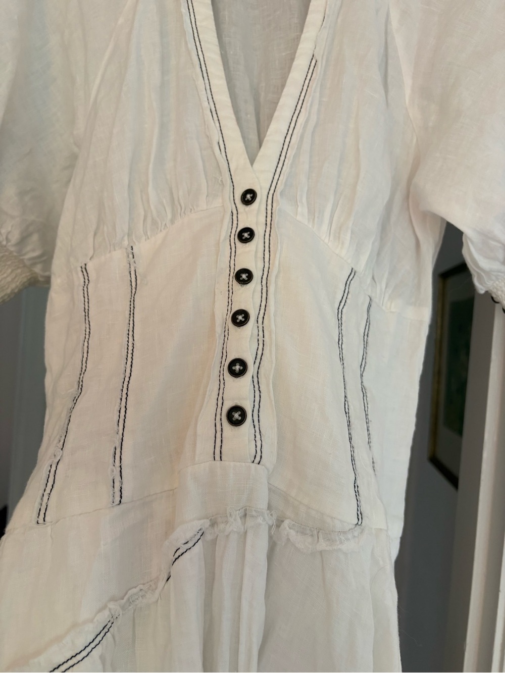 Anthropologie V-Neck Corset Midi Shirt Dress - Picture 3 of 5
